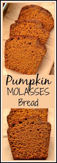 Pumpkin Molasses Quick Bread | Moist & Flavorful | Fabulous Fall Baking | www.craftycookingmama.com #pumpkinbread #pumpkin #molasses #pumpkinmolassesbread #fallbakes #fall #pumpkineverything