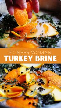 This easy Pioneer Woman Turkey Brine recipe is made with apple juice or apple cider, cold water, fresh rosemary leaves, garlic, kosher salt, brown sugar, peppercorns, and orange peel. It takes around 16 to 24 hours to brine and serves enough for a 20-pound turkey. Pair your Turkey Brine with mashed potatoes, green bean casserole, cranberry sauce, and dinner rolls for a complete feast.