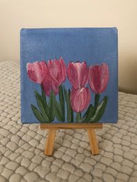 Pink Tulips on Canvas - Etsy