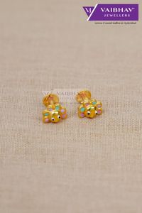 Enamel coated gold studs for baby girls. These little studs are so finely carved using 22kt gold. Disney charaters are made available in unique styles on our jewellery shopping site. These 2 grams gold fancy design studs are made available online.
#goldearrings #earringsingold #babyearrings #kidsearrings #cuteearrings #smallstuds #studsingold #bridalearrings #giftearrings #earstudsingold #earstuds #lightweightgoldearrings #freeshipping #onlinegoldjewellery #livevideoshopping #trendygiftsingold #firstbirthdaygifts #babygirlearrings #earrings #studs #2gramsgoldearrings #officewearearstuds #womengiftsingold #diamondearrings #diamondjewellery #diamondstuds #realdiamondjewellery #giftearringsdiamond #diamondbabystuds #babydiamonds