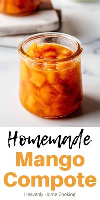 This delicious homemade fresh mango compote is just what you need to top pancakes, waffles, French toast, yogurt, cake, or ice cream. It's a fabulous, unique breakfast idea. It's also sweet, delicious and comes together in 10 minutes or less. Get the easy recipe at Heavenly Home Cooking.