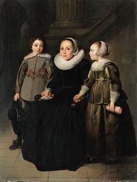 Thomas de Keyser, woman with son and daughter, 1635