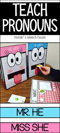 DO YOU NEED A NEW APPROACH FOR TEACHING PRONOUNS?  This fun resource for SLPs & teachers includes, charts, wheels, Feeding Mouths, sentence making mats for Speech Therapy and Classroom Teachers – visual cues - This HUGE resource will help your students use the correct pronouns! But WAIT! There’s also fun feeding activities for nonverbal and limited verbal students! Great for speech therapy, special education, autism, kindergarten, 1st, 2nd, graders. {preK, Kinder, speech therapy, gen ed}