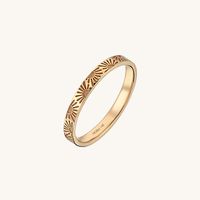 The Sun Band Ring has an outstanding design with the sun engraved which will give you a heartwarming appearance with accentuating the lightening of the Sun.   - Made in 14k solid gold- Band Width: 2.41 mm / 0.09 inches- Thickness: 1.31 mm / 0.05 inches - This product comes with iconic Norm Jewels gift box