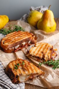 Pear and Brie Panini with Caramelized Shallots and Walnuts