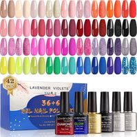 Amazon.com : Lavender Violets 42 Pcs Gel Nail Polish Kit Set with 36 Colors Coat, 6 Bottles of Base top Coat, Glossy Matte Diamond Shine Glow in the Dark Top Coat for Nail Art C950 : Beauty & Personal Care