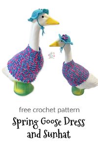 Free Crochet Pattern: Spring Goose Dress and Sunhat #freecrochetpattern #gooseclothes #freepattern