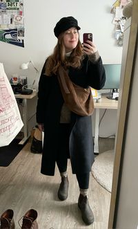 Black wool coat cozy winter outfit