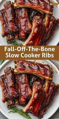 Create fall-off-the-bone ribs with this easy slow cooker recipe! Season, slow cook, and finish with a BBQ sauce glaze in the oven. These ribs are tender, flavorful, and simply irresistible!