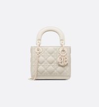 Mini Lady Dior Bag Latte Ultramatte Cannage Calfskin | DIOR