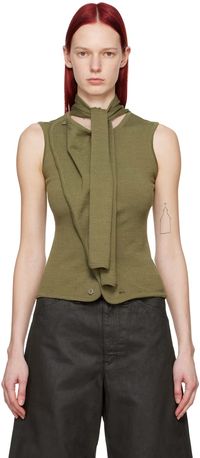 LEMAIRE: Green Asymmetrical Cardigan | SSENSE