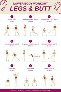 Get tiny wait and round butt with this at-home lower body workout. These exercises target the legs and butt so that you get an hourglass shape.