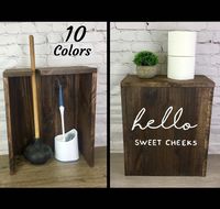 ✓ Plunger Toilet Brush Cover   ✓ Wooden Organizer   ✓ Select Your Color Organize your bathroom and hide that awkwardly showing toilet brush and plunger with the help of this wooden box. Entirely handcrafted from solid wood and comes in 10 different colors, so you can find a suitable color to match your bathroom style. Quote is HANDPAINTED.  What a great invention this is, and pretty unique on the market, a toilet brush and plunger holder that basically makes them invisible.  The hidden storage b