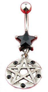 Pentacle & Black Star Belly Ring