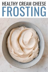 A healthy cream cheese frosting that's made with Greek yogurt and naturally sweetened with maple syrup. No butter or powdered sugar needed! It's creamy, fluffy and delicious served on carrot cake, cinnamon rolls or your favorite flavor of cupcakes or cake.