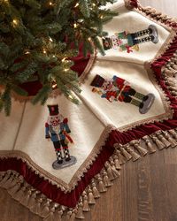 H5MMA Peking Handicraft Nutcrackers Tasseled Christmas Tree Skirt