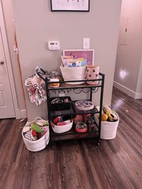 Got a bar cart for christmas and then come January got a puppy so it turned into a dog cart!