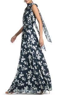 Sachin & Babi Kayla Floral Halter Neck Chiffon Gown | Nordstrom