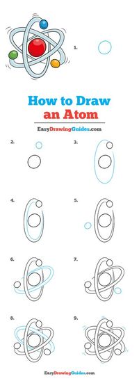 Atom Drawing Lesson. Free Online Drawing Tutorial for Kids. Get the Free Printable Step by Step Drawing Instructions on https://easydrawingguides.com/how-to-draw-an-atom/ . #Atom #LearnToDraw #BackToSchool