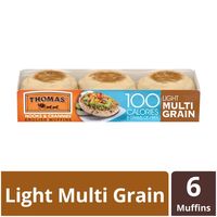 Thomas' Light Multi-Grain English Muffins, 8 Grams of Fiber per Serving, 6 count - Walmart.com - Walmart.com