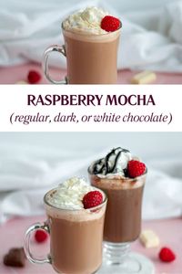 Enjoy a dreamy raspberry mocha at home this Valentine’s Day. This simple recipe can be made with regular, dark, or white chocolate sauce for the ultimate sweet treat to say ‘I love you’! It’s sure to be love at first sip.