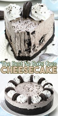 No-Bake Oreo Cheesecake is the ultimate indulgent dessert! This creamy, rich cheesecake with an Oreo cookie crust is quick, easy, and perfect for any occasion. No oven needed for this crowd-pleasing treat! Save this pin for your next party or family gathering. #NoBakeCheesecake #OreoDessert #EasyCheesecakeRecipe #OreoCheesecake #NoBakeDessert