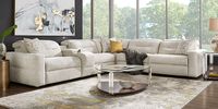 Belia Beige Polyester Fabric 6 Pc Dual Power Reclining Sectional