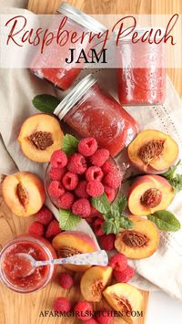 Raspberry peach jam combines ripe raspberries with juicy peaches for the best homemade jam made with only 5-ingredients! You’ll never buy store-bought jam after you make this jam recipe.