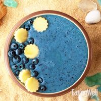 Channel your inner mythical creature with a colorful smoothie bowl that's fun to make and eat. Look for blue spirulina powder, a protein-rich supplement made from blue-green algae, at natural-foods stores or order it online. #smoothies #smoothierecipes #healthysmoothies #smoothieideas #recipe #eatingwell #healthy #smoothiebowl #smoothiebowlrecipes #smoothiebowlideas