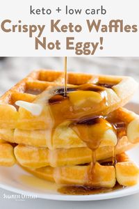 These are the best keto waffles on the internet! They are fluffy, crispy and do not taste like egg at all. Made with a mix of almond flour and coconut flour. Make in under 15 minutes, you won't believe these are low carb or gluten free!#ketowaffles #lowcarbwaffle #glutenfreewafflerecipe