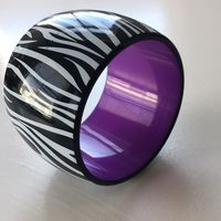 Large 80s Style Zebra Pattern Bracelet Purple On The Inside New Without Tags Inventory: J2