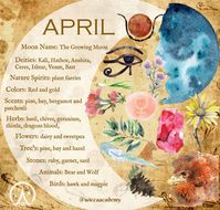 The second month of Spring’s rule, derives its name from Aprillis, the Latin name for the ancient Roman love goddess Aphrodite. Other reference sources give aperite, the Latin word meaning “to open,” as the origination of the month’s name. The traditional birthstone amulet of April is the diamond, and the daisy and the sweet pea are the month’s traditional flowers. April is shared by the astrological signs of Aries the Ram and Taurus the Bull. #wicca #spring #witchcraft