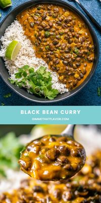 This delicious black bean curry is a perfect weeknight dinner. It's mildly spicy, loaded with flavor and ready in 30 minutes or less! | gimmethatflavor.com