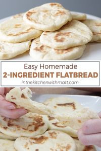 This homemade 2-ingredient flatbread recipe is so good and extremely easy to make. All you need is self-rising flour and yogurt or self-rising flour and sour cream. If you like flatbread, give this a try! #flatbread