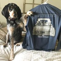 Well we got a really special delivery today from @turnrows in Arkansas. 💙 Austin is on this amazing shirt. I painted this design for Turnrows. Austin is in the middle with two labs in a ol pickup truck. Check out their page. They have the best stuff #Turnrows #dogmodel #austin #austinthebluetick #bluetick #bluetickcoonhound #coonie #coonhounds #coonhoundsofinstagram #hounddog #hound #hounds #labs #labsofinstagram #labrador #farmlife #famers #arkansas #paint #painting #tshirt #art ##victoriamcma