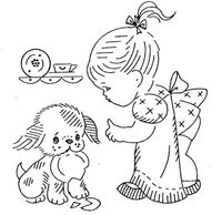 Hand Embroidery Pattern 823 Children for Kitchen Towels 1960s | eBay