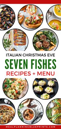 Italian seafood recipes and menu for the Feast of the Seven Fishes. Easy fish recipes for your Italian Christmas Eve tradition. From appetizers to dinner, here are some recipe ideas you're sure to love. There's also a one pot meal that has all seven (yes, 7!) seafoods if you want to make it super simple!