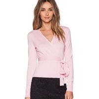 Dvf Cashmere Wrap Pastel Pink Sweater - Size Small