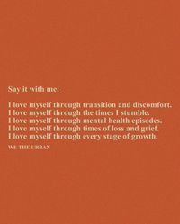 WE THE URBAN | Affirmation of the Day: I see myself in joy and love. I know myself. I am enough. 🧡 Which slides did you need to hear today? | Instagram