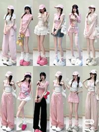 Pink outfit,cute outfits,fashion,shoujou fashion,asian girs,douyin,cute skirts