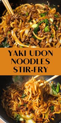 Whip up a restaurant-style meal in minutes with this Yaki Udon Noodles Stir-Fry recipe! 🍜 Thick, chewy udon noodles are tossed with tender vegetables, savory soy sauce, and your choice of protein for a satisfying dinner. Perfect for busy weeknights or when you’re craving takeout at home. Try it now! #UdonNoodles #JapaneseFood #QuickDinner #StirFry #EasyRecipes ❤️