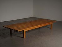 Solid oak slat bench 1960's