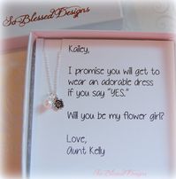 FLOWER GIRL necklace, flower girl gift, little girls necklace, flower girl card, will you be my flower girl, flower girl invitation, personalized necklace for flower girl or junior bridesmaid  Such a sweet little necklace for your flower girl or junior bridesmaid! She will love this dainty sterling silver flower charm. I've also added a freshwater pearl for a special touch. You choose whether you would like a white or pink pearl. Attached to a 14 inch sterling chain which is the perfect length f