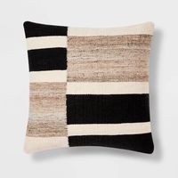 Oversized Blocked Woven Square Throw Pillow Black - Threshold™ : Target