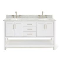 Orren Ellis 61'' Double Bathroom Vanity with Carrara Marble Top | Wayfair