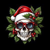 Christmas skull, Santa Claus, digital design, screen printing, t-shirts, mugs, holiday decor, Gothic Christmas, spooky Christmas, unique Christmas gift, Christmas sublimation design This unique and spooky Christmas Skull Santa Claus digital design is perfect for screen printing on t-shirts, mugs, and other holiday decor. With its dark and festive style, it's sure to be a hit with anyone who loves a unique and alternative Christmas. The design features a skull wearing a Santa hat and beard.