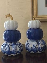 Blue and White Chinoiserie Stacked Pumpkins - Etsy