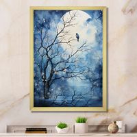 This beautiful "Blue White Tree Moonlit Silhouette II" Wall art is printed on premium quality cotton canvas using the finest fade-resistant ink. With options like Wrapped Canvas, Floater Framed, and Picture Framed Wall Art, we offer a versatile range to cater to your unique aesthetic preferences. The Wrapped Canvas Art is stretched tautly over a sturdy wooden frame, giving your artwork a sleek, borderless appearance. For those who desire a touch of elegance and depth, our floater-framed canvas a