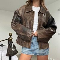 80s Oversize A2 Military Vintage Style Distressed Brown Real Leather Jacket | eBay