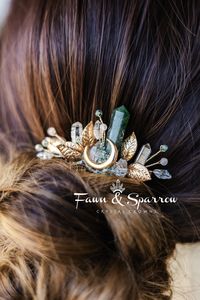 Ethereal Moss Agate Crystal Hair Comb — Fawn & Sparrow